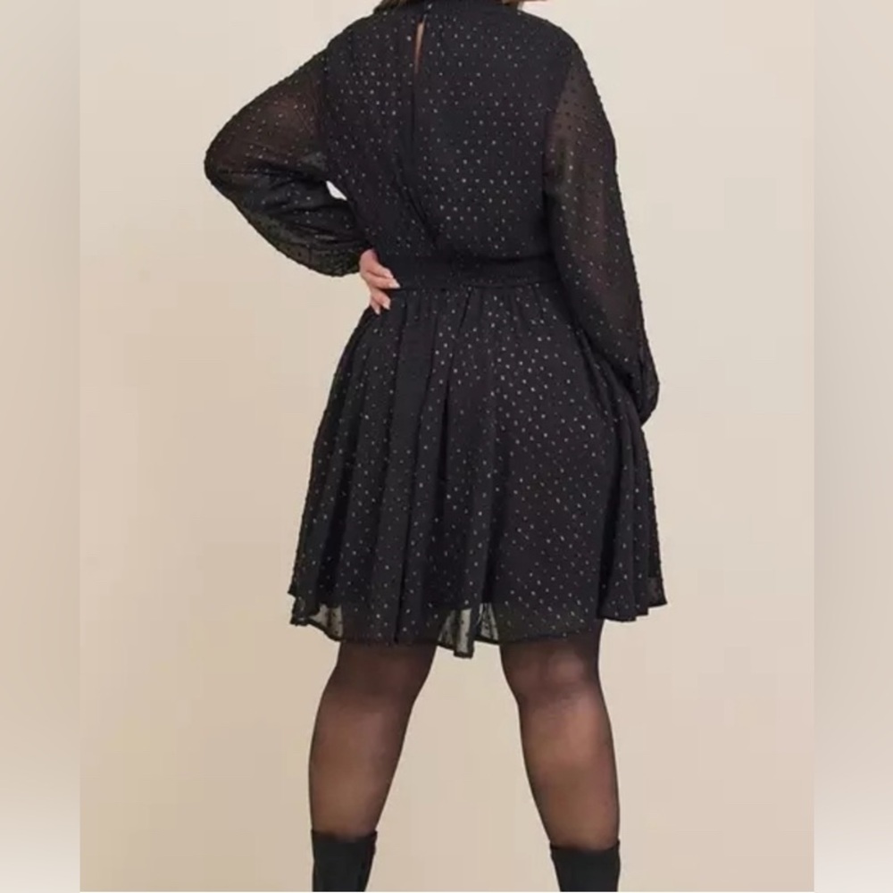 Torrid 3 Chic Black Sheer Polka Dot Dress - Picture 3 of 3
